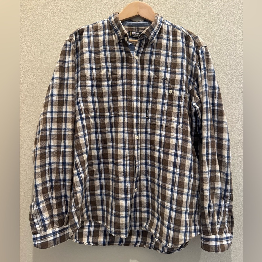 Barbour Men's Brown & Blue Plaid Shirt